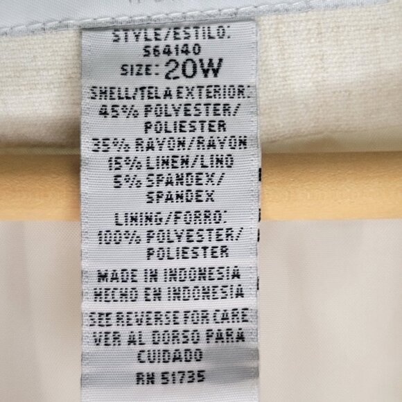 Linen Blend Open Front Collared Cream Blazer Size 20W - Picture 4 of 5